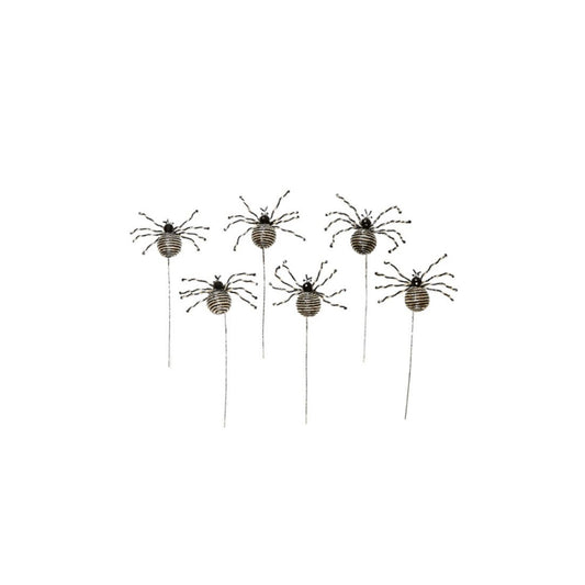 MacKenzie-Childs Black & White Beaded Spider Picks - Set of 6