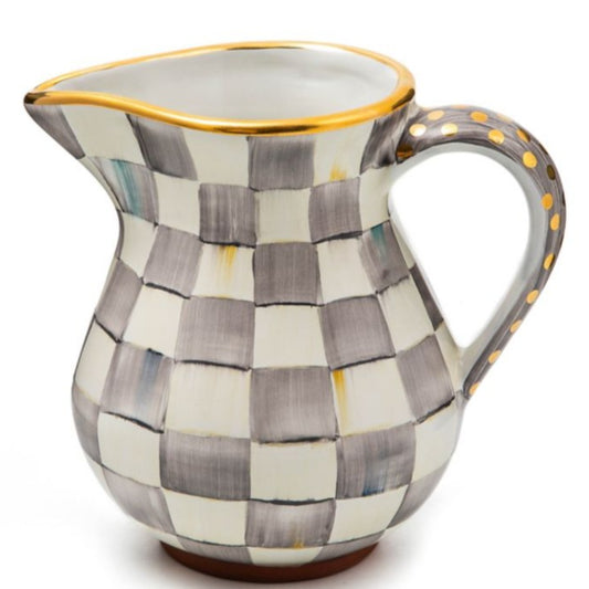 MacKenzie-Childs Sterling Check Portly Pitcher
