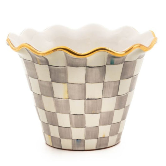 MacKenzie-Childs Sterling Check Garden Pot - 8"