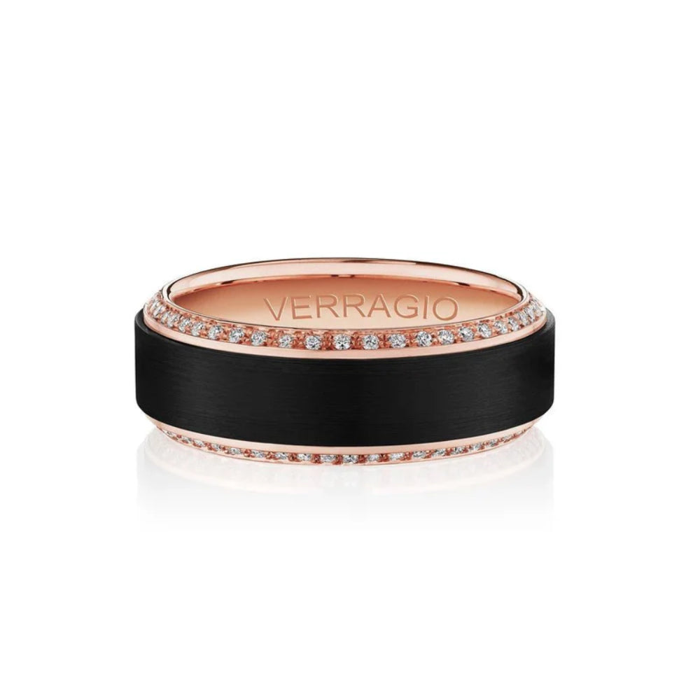 Verragio Men's 14k Gold & Black Titanium Wedding Band with Diamonds