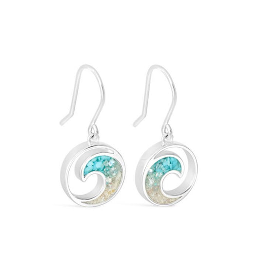 Dune Wave Drop Earrings - Diamond & Turquoise Gradient