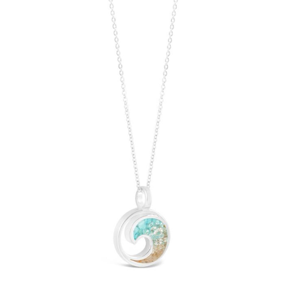Dune Wave Necklace - Diamond & Turquoise Gradient