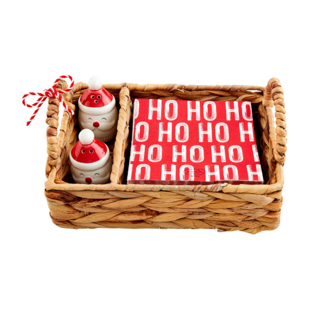 Mud Pie Santa Salt & Pepper Napkin Basket Set
