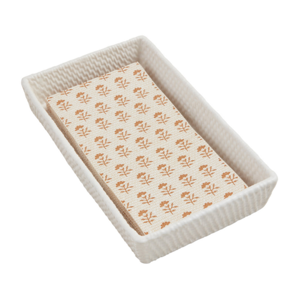 Mud Pie Woven Ceramic Guest Towel Basket Set