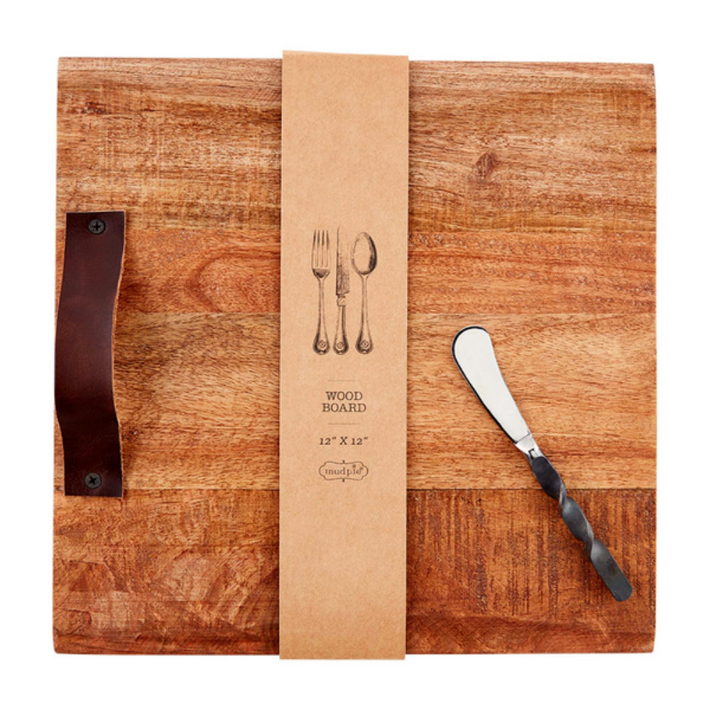 Mud Pie Leather Handle Serving Board