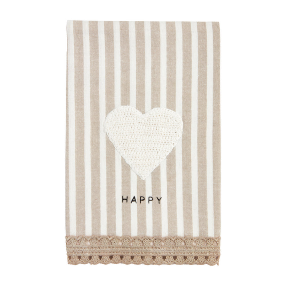 Mud Pie Happy Crochet Trim Towel