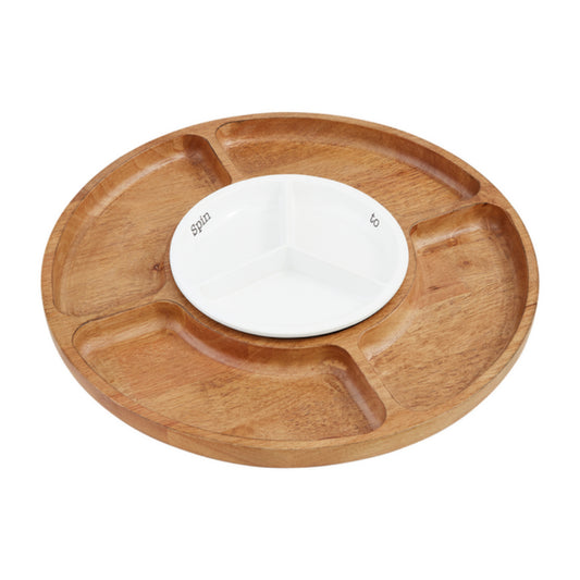 Mud Pie Wood Ceramic Lazy Susan