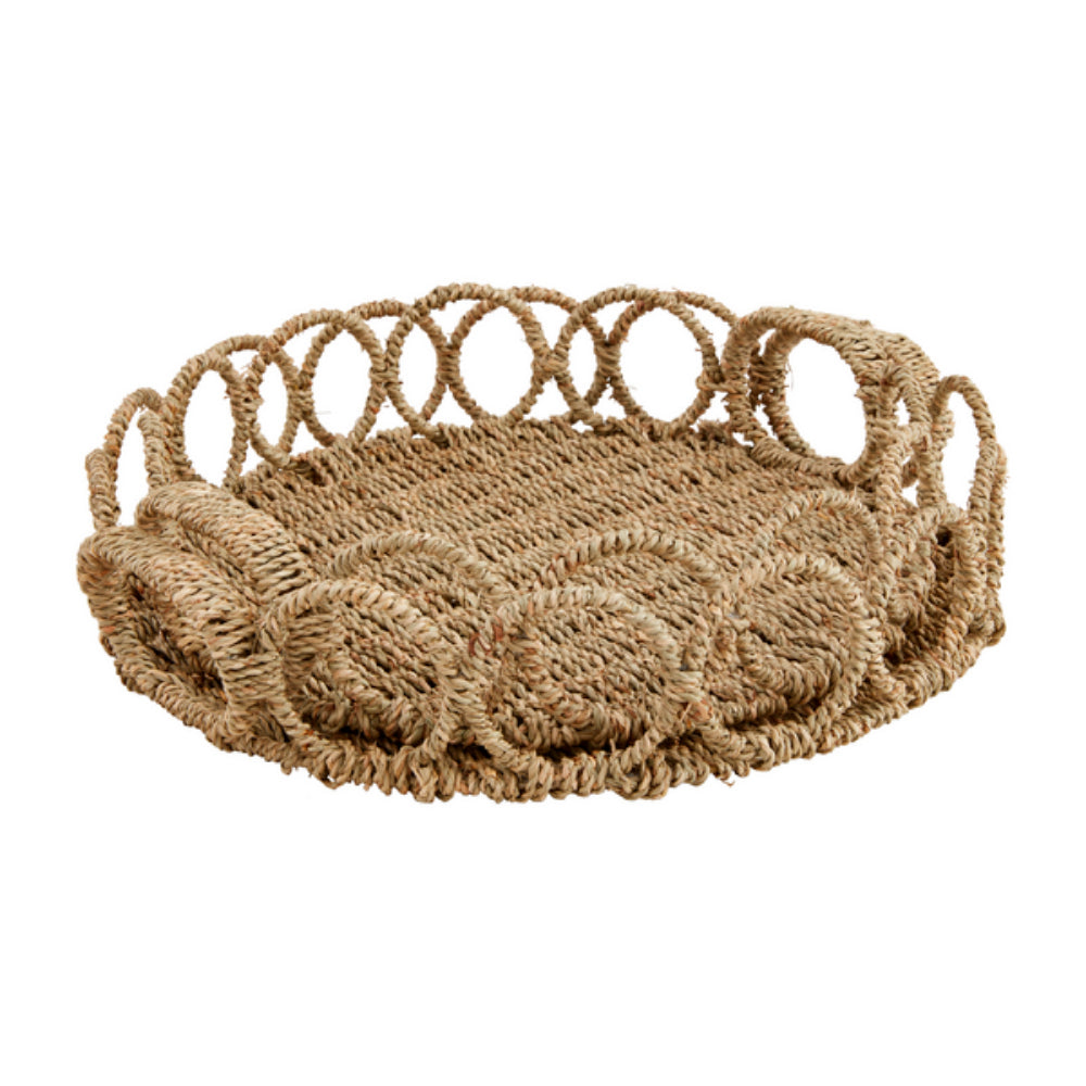 Mud Pie Seagrass Link Tray Set of 2