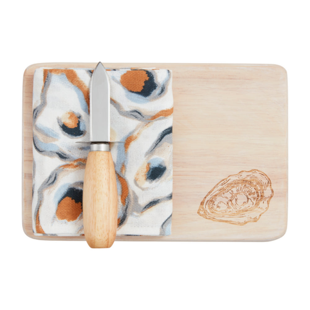 Mud Pie Oyster Shucking Board Set - 3-Piece Set