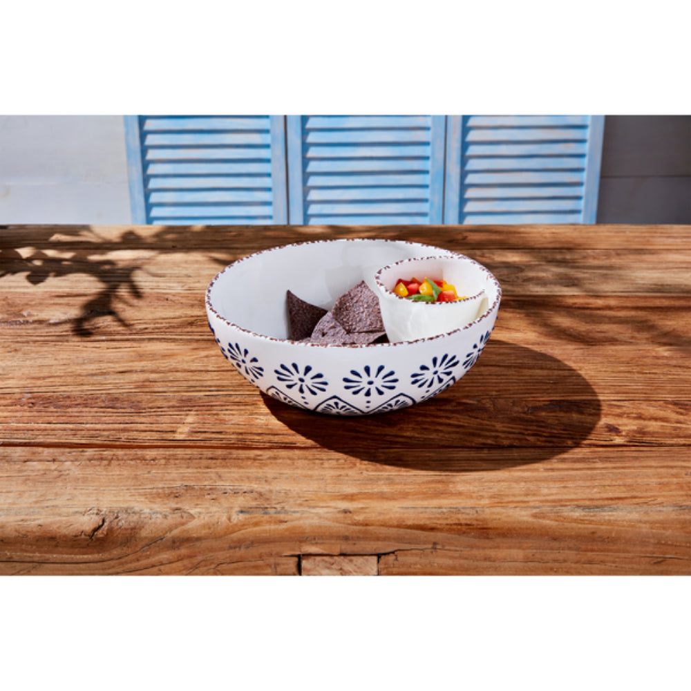 Mud Pie Blue Pattern Chip & Dip