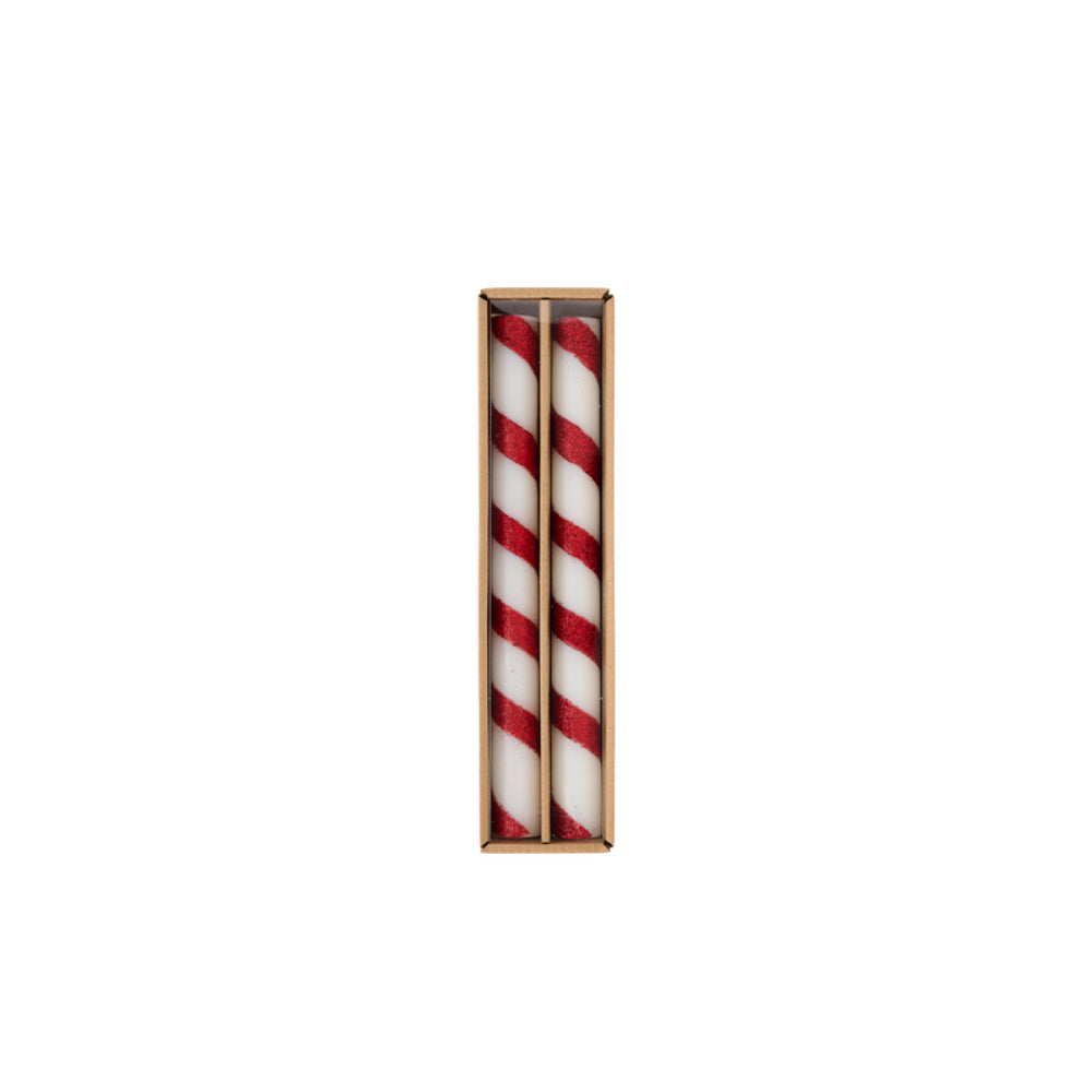 Mud Pie Tree & Stripe Taper Candles - Set of 2