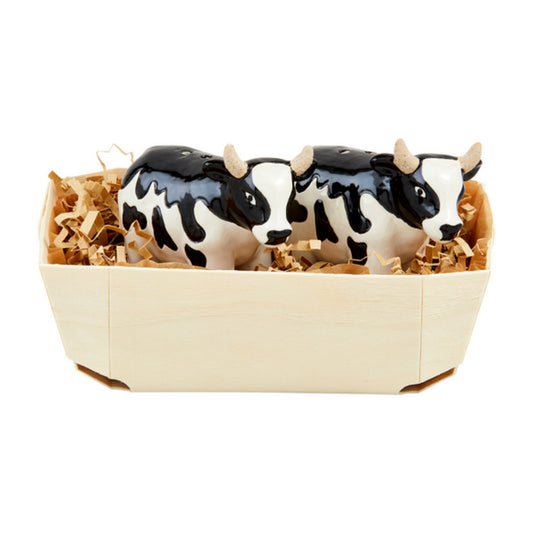 Mud Pie Farm Cow Salt and Pepper Basket