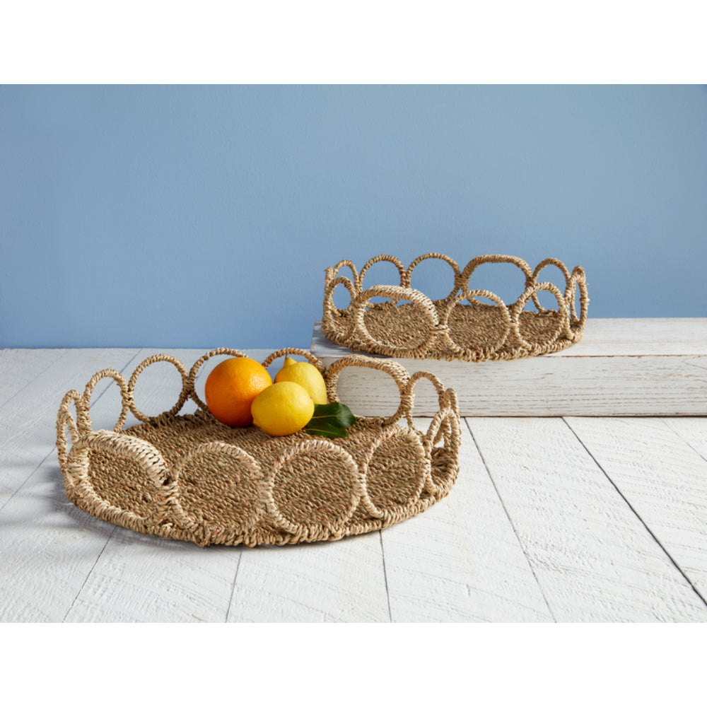 Mud Pie Seagrass Link Tray Set of 2