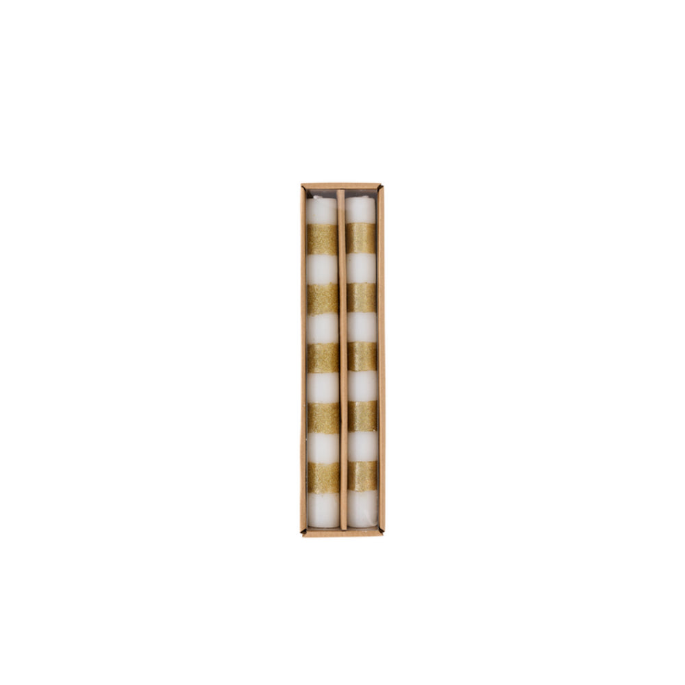 Mud Pie Tree & Stripe Taper Candles - Set of 2