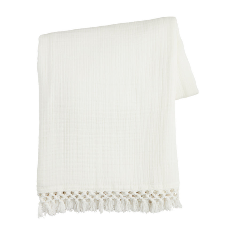 Mud Pie Macrame Muslin Throw