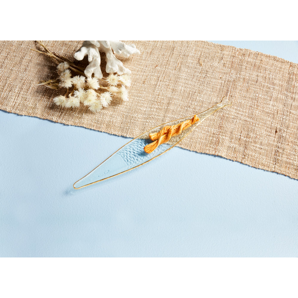 Mud Pie Long Glass Gold Edge Fish Tray