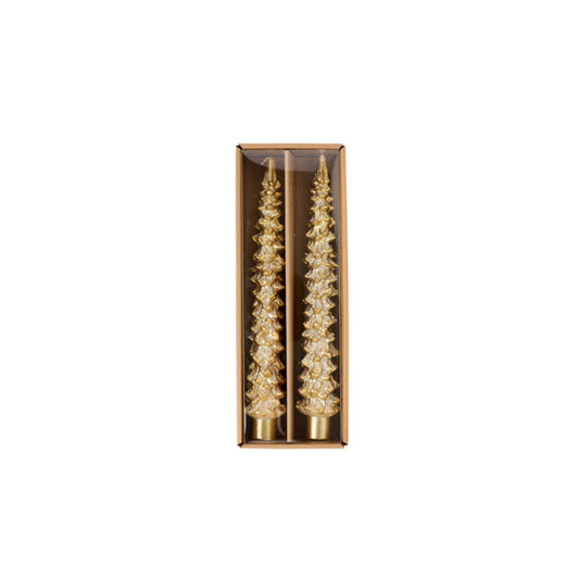 Mud Pie Tree & Stripe Taper Candles - Set of 2