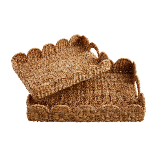 Mud Pie Nested Scallop Woven Trays Set