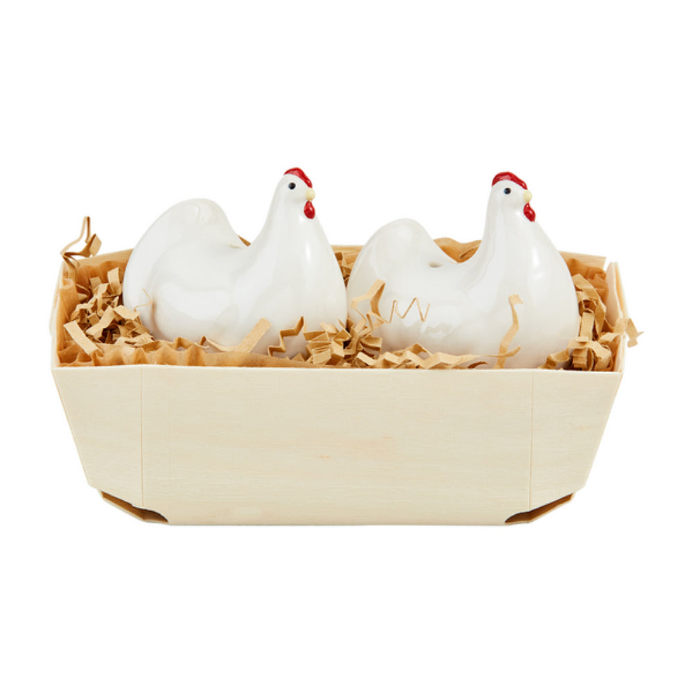 Mud Pie Farm Hen Salt and Pepper Basket Set