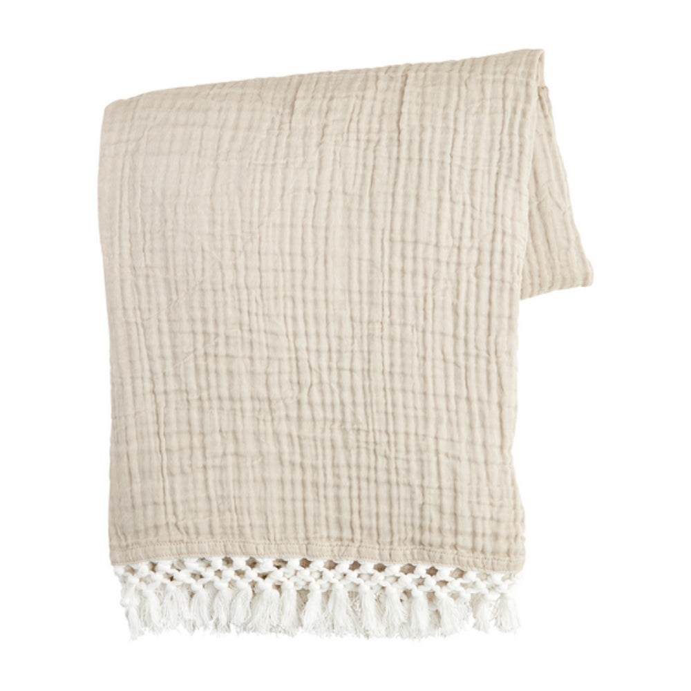 Mud Pie Macrame Muslin Throw