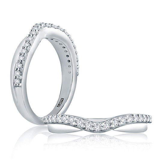 A. Jaffe Curved Diamond and Polished Wedding Band