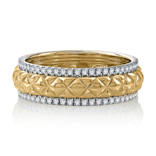 A. Jaffe 14k Quilted Ring with Diamond Borders