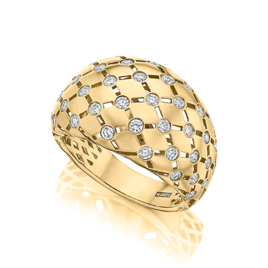 A. Jaffe 14k Diamond Studded Dome Tapered Ring