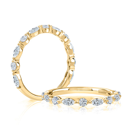 A. JAFFE Delicate Alternating Round and Marquise Diamond Wedding Band