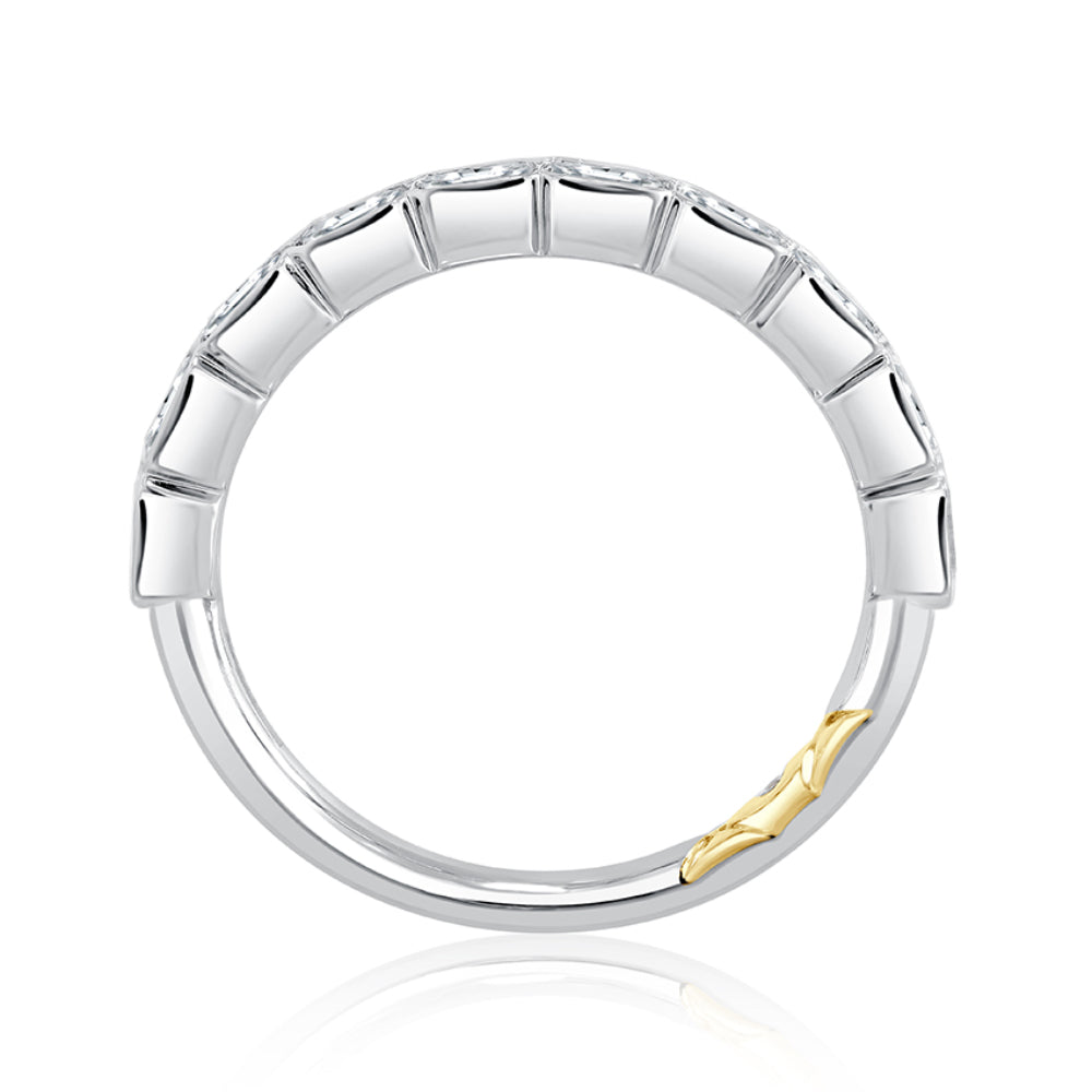 A. JAFFE Halfway East West Bezel Emerald Diamond Wedding Band