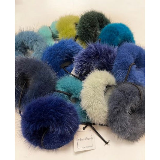 Genuine Mink Scrunchies-Blue Assortments