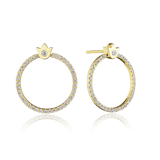 Verragio 18k Crest Diamond Circle Earrings