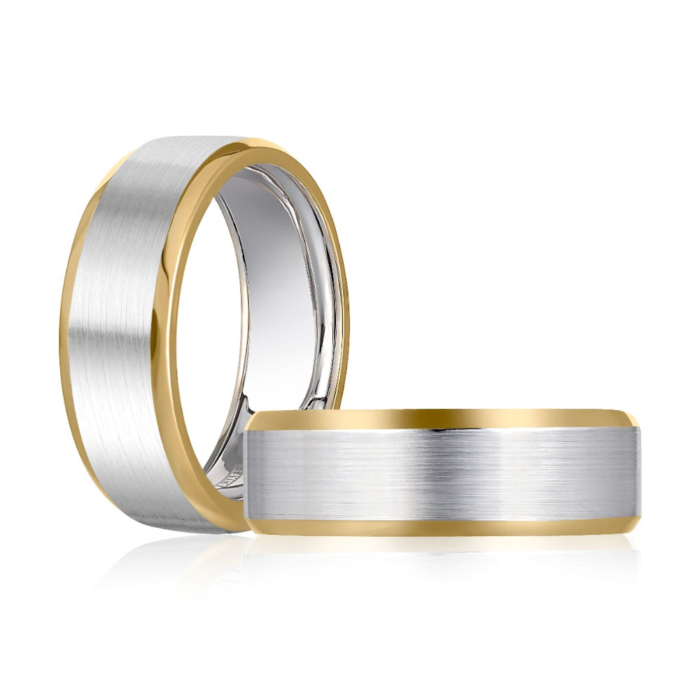 A. Jaffe Men's 14k 8mm Two-Tone Wedding Band