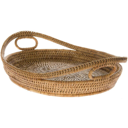 Pomegranate Woven Rattan Serving Tray