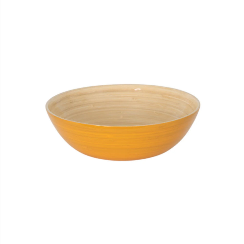 A yellow bowl on a white background. 