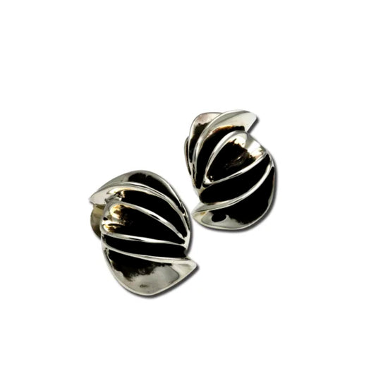 Sterling Silver Folded Sculpture Stud Earrings