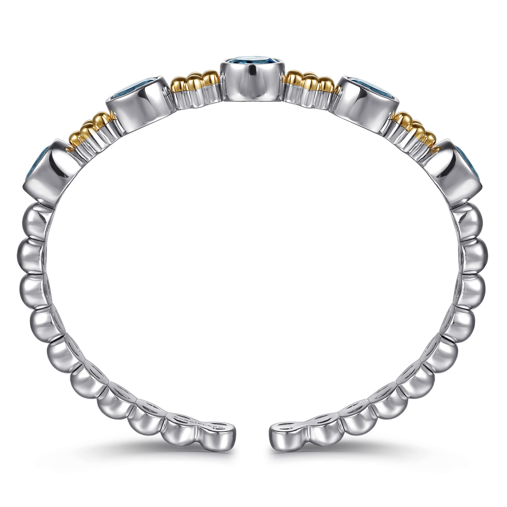 Silver ring with gold accents on a white background