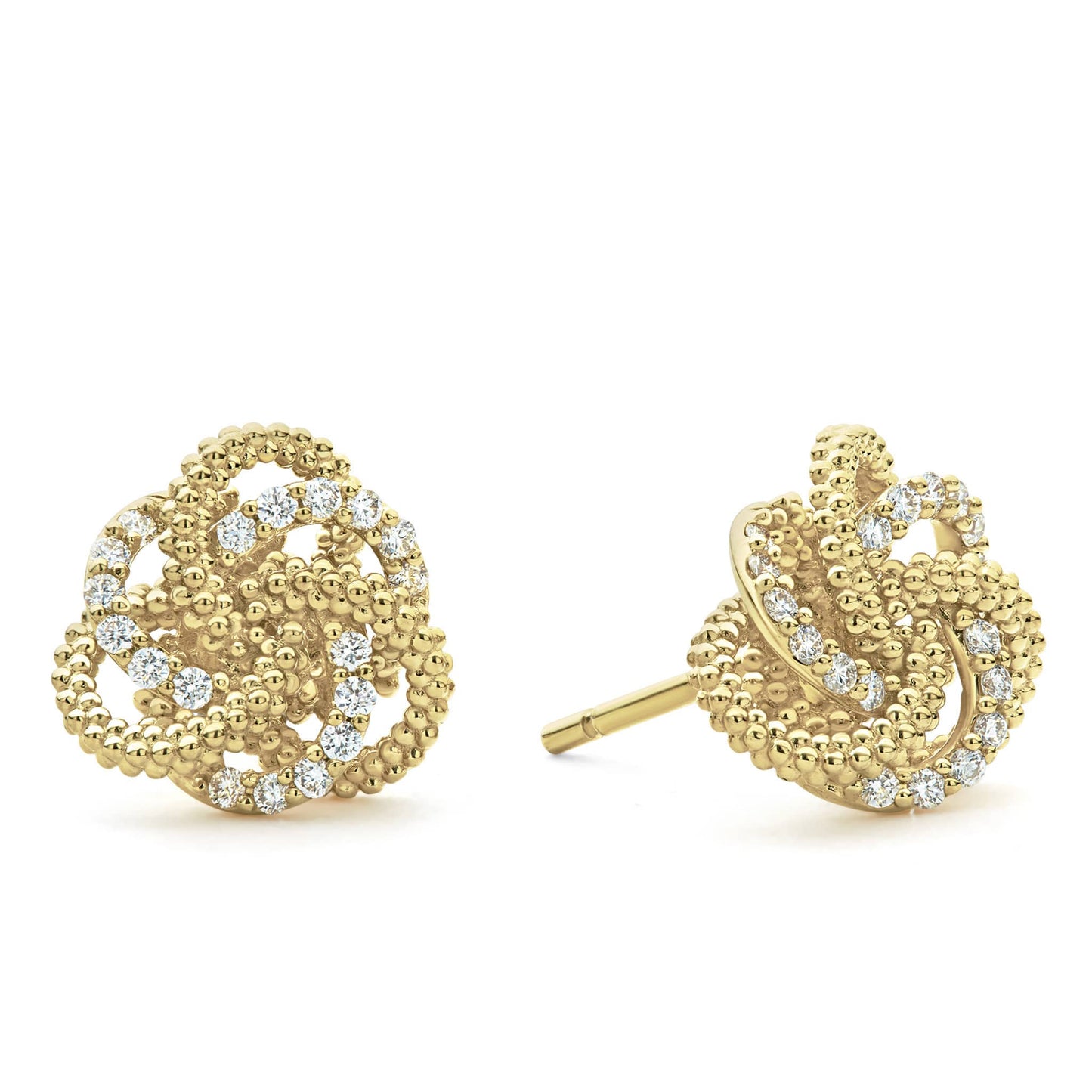 Lagos 18k Gold Love Knot Diamond Earrings