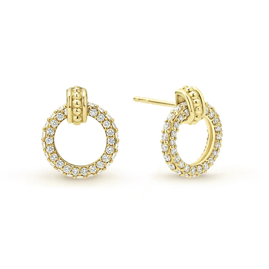 Lagos Meridian 18k Gold Circle Diamond Stud Earrings