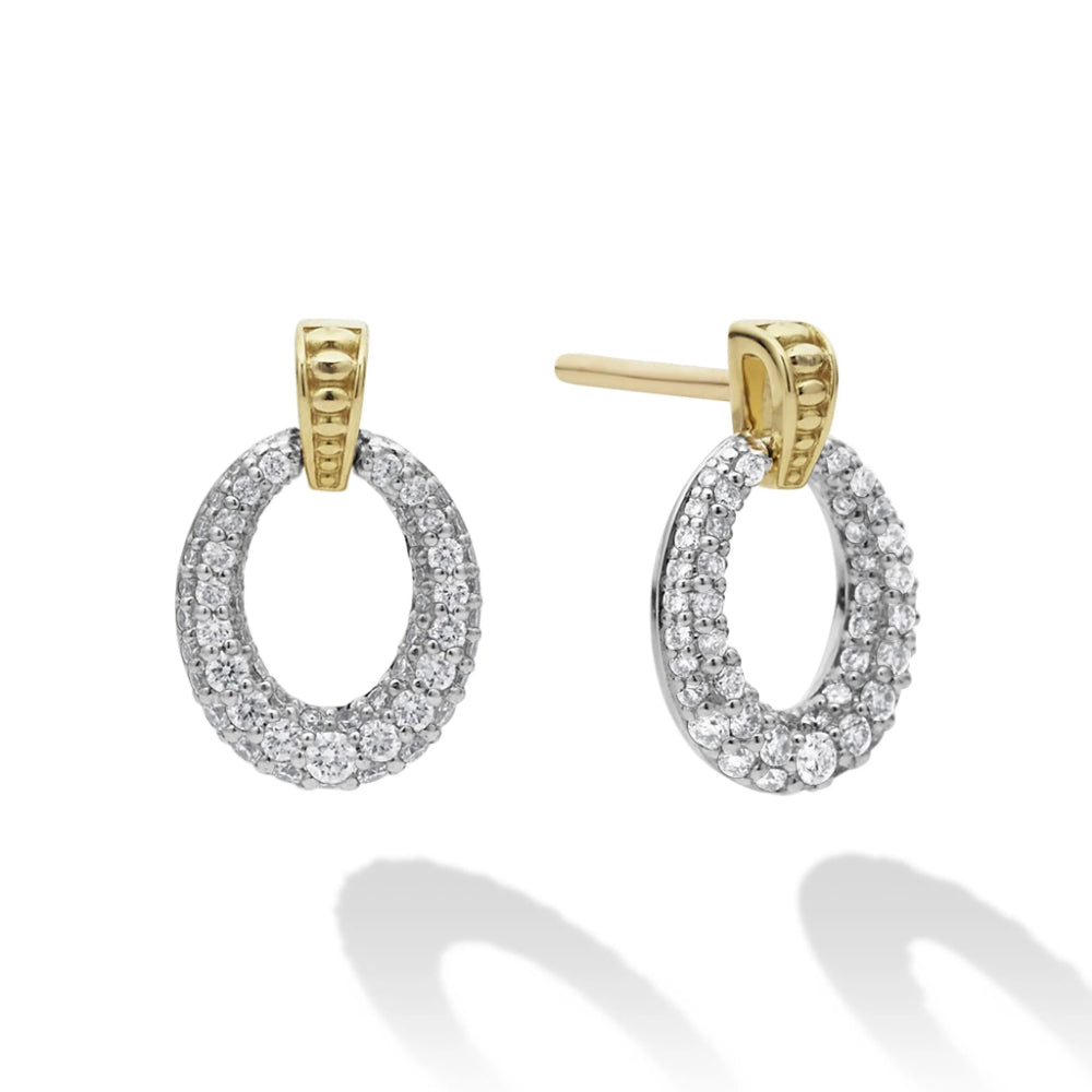 Lagos 18k Gold Oval Drop Diamond Earrings