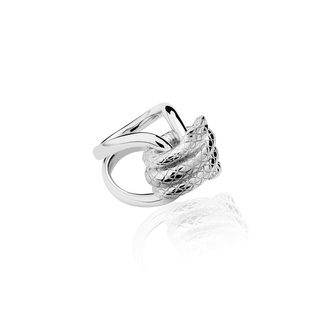 Tane Sterling Silver Snake Knotted Ring - Size 7