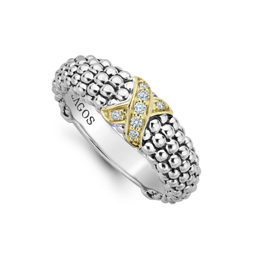 Lagos Embrace Two-Tone X Caviar Diamond Ring
