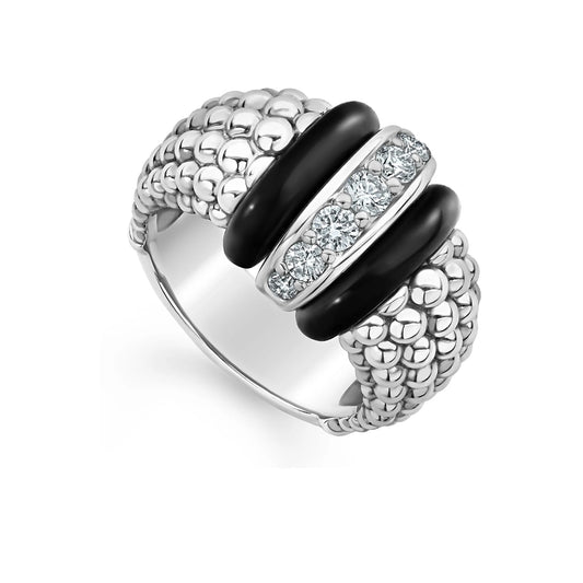 Lagos Black Caviar Ceramic Diamond Ring