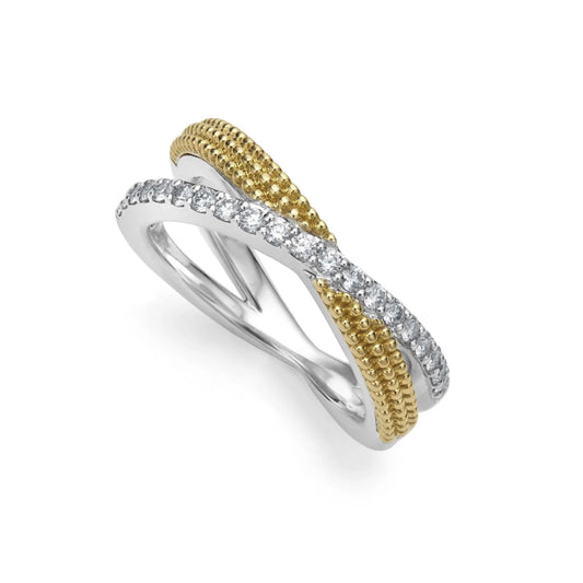 Lagos Caviar Lux Two-Tone X Diamond Ring