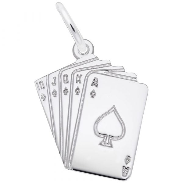 Sterling Silver Royal Flush Cards Charm