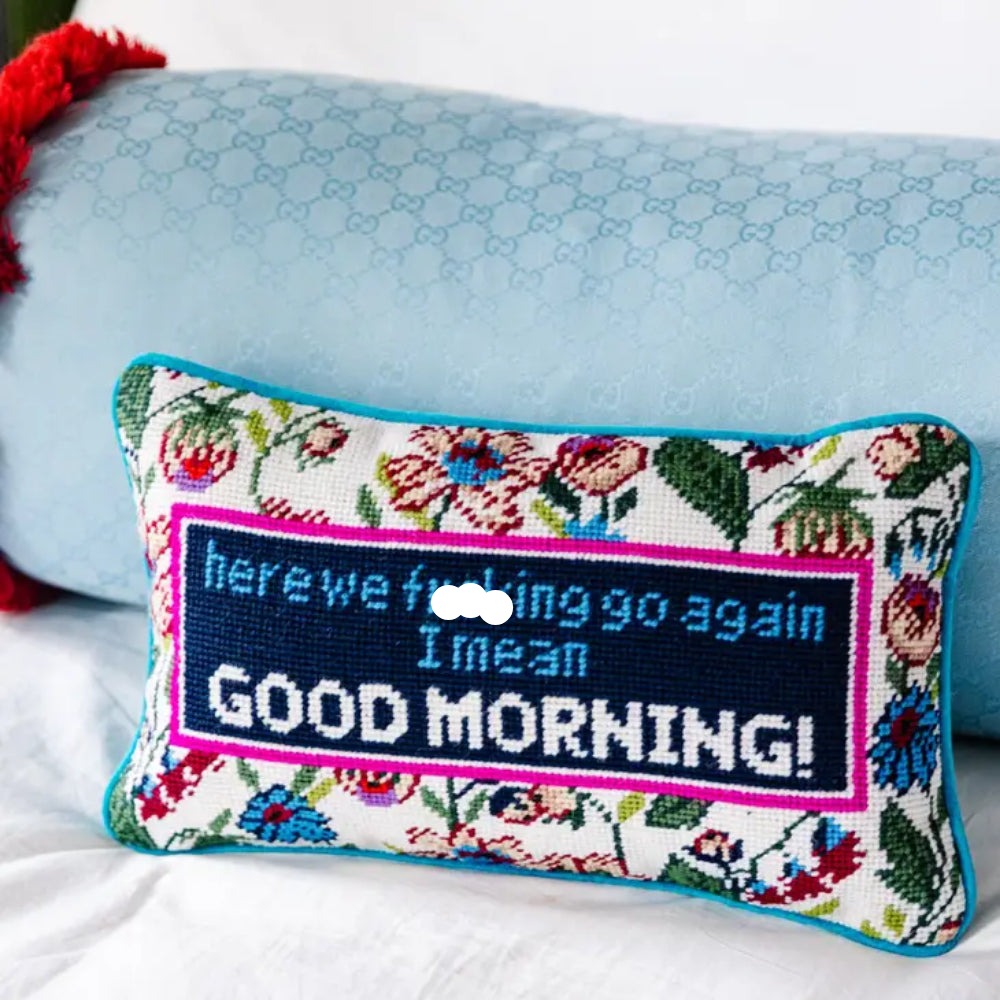 Furbish Studio Good Morning Needlepoint Pillow