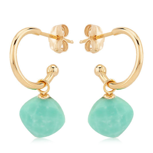14k Gold Turquoise Drop Earrings