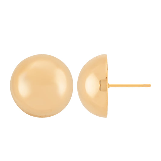 14k Gold 10mm Button Stud Earrings