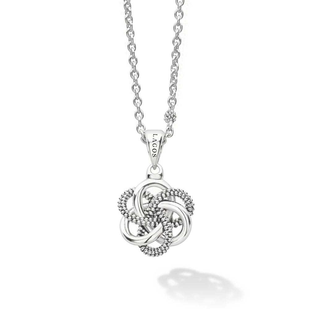 Lagos Sterling Silver Love Knot Pendant Necklace 16-18"