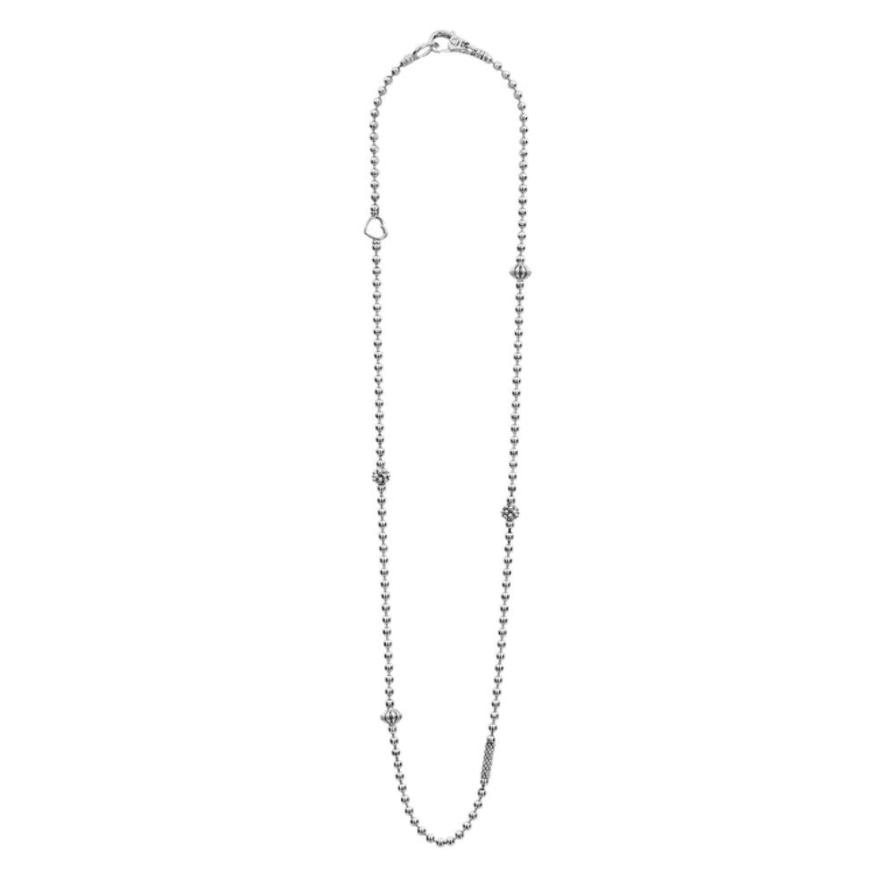 Lagos Caviar Icon Silver Beaded Necklace