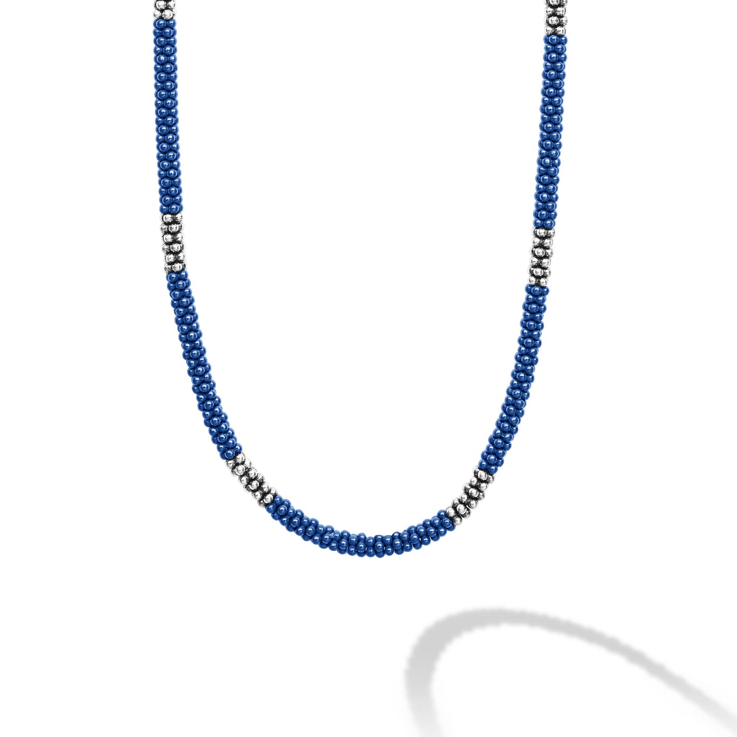 Lagos Blue Caviar 3mm Ultramarine Silver Station Ceramic Beaded Necklace